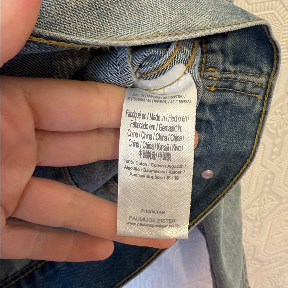 Paul & Joe Leviatan Denim Jacket Blue Denim with Cat Detail Size 40 - Picture 8 of 11